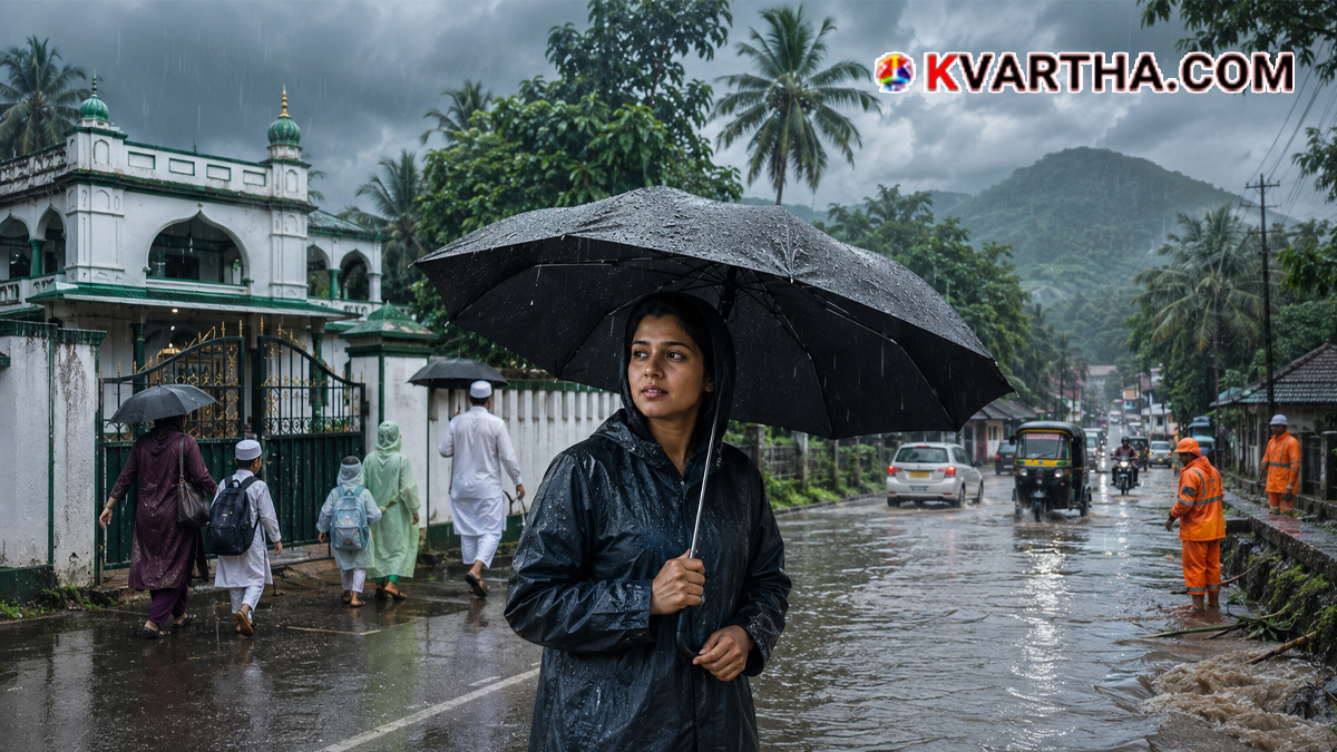Representational image of heavy rain and Orange Alert warning in Kerala