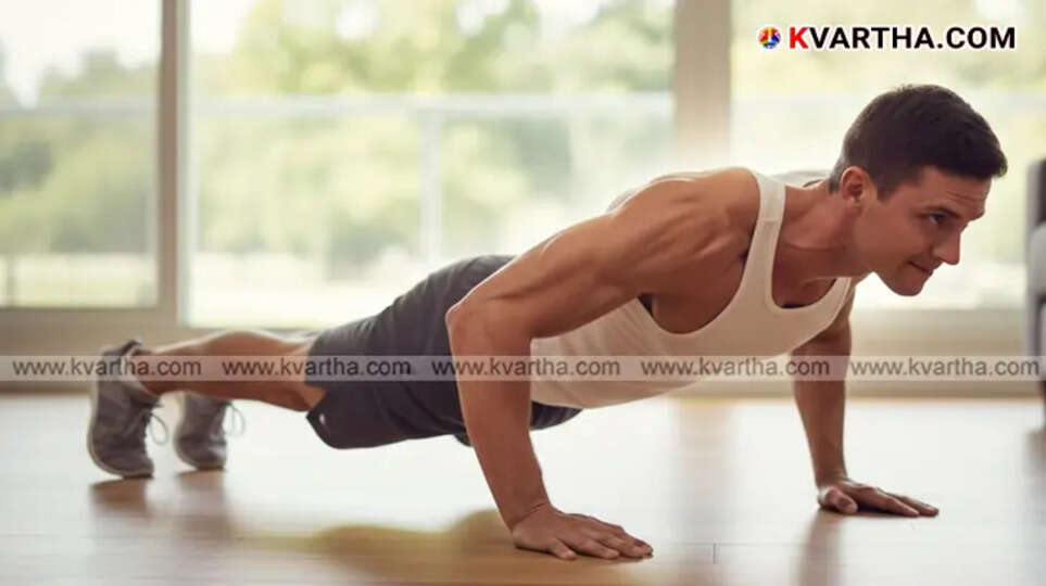  A graphic showing the muscles targeted by a push-up.