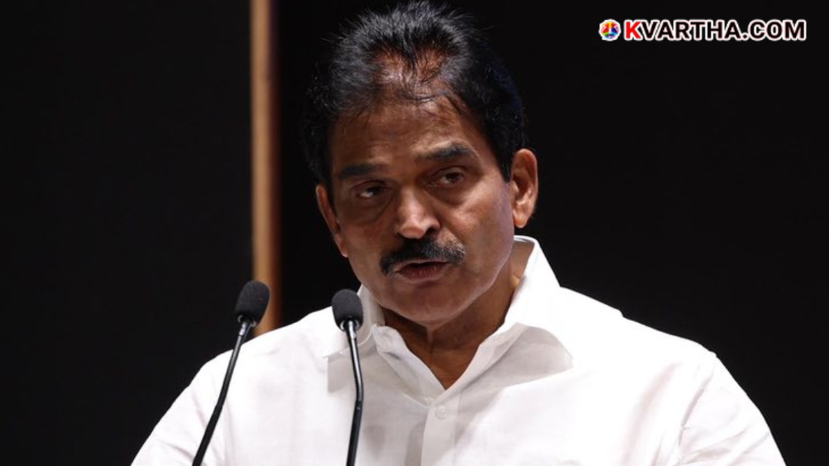 KC Venugopal speaking to reporters in Alappuzha.