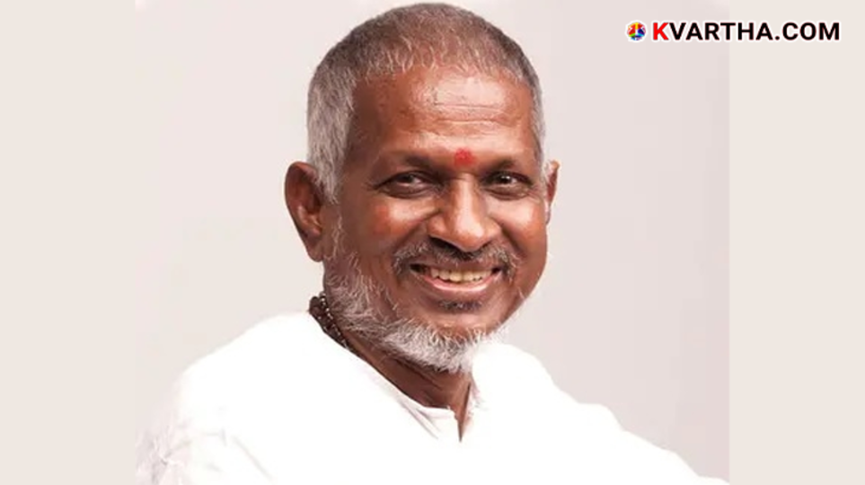 Ilaiyaraaja performing at a concert or receiving an award.