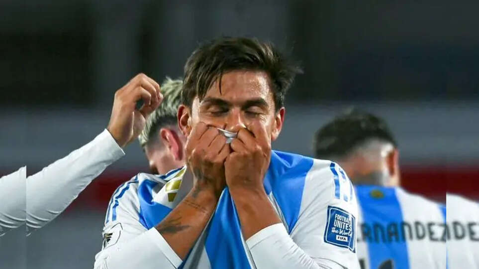 Paulo Dybala scoring goal for Argentina against Chile