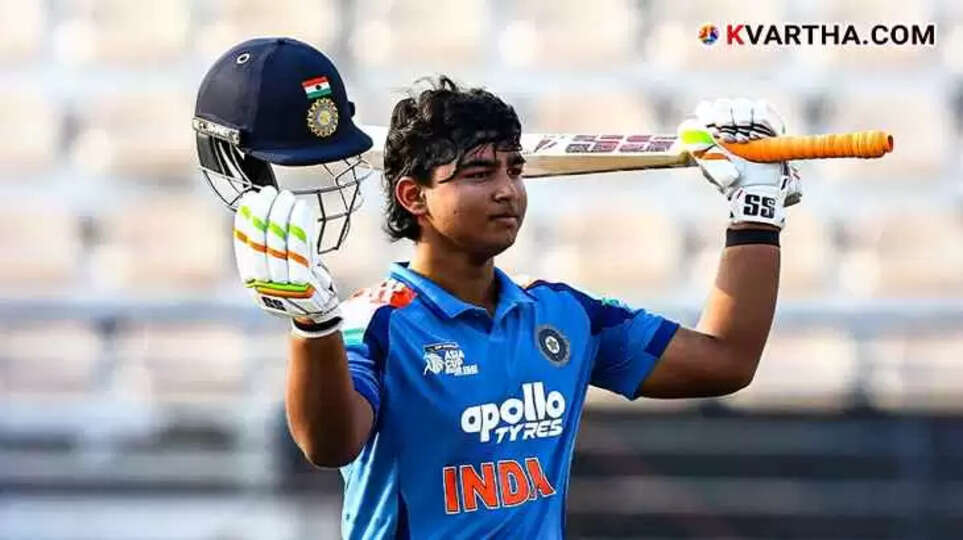 Young cricketer Vaibhav Suryavanshi celebrating T20 century