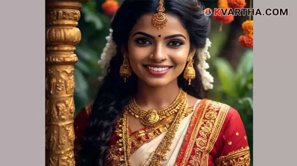Traditional Indian Woman Wearing Gold Jewelry