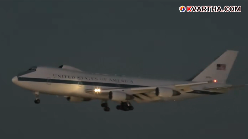 US Military Doomsday Plane Boeing E-4B Nightwatch at airport