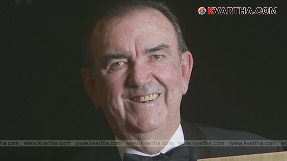 A black and white photo of Australian cricketer and coach Bob Simpson.
