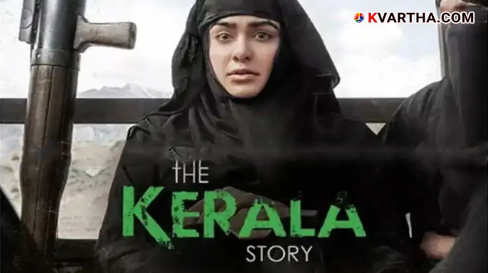 An empty cinema hall with posters of The Kerala Story 2 movie.