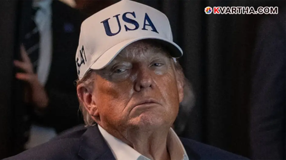 US President Trump speaking at a press conference regarding the Middle East crisis.