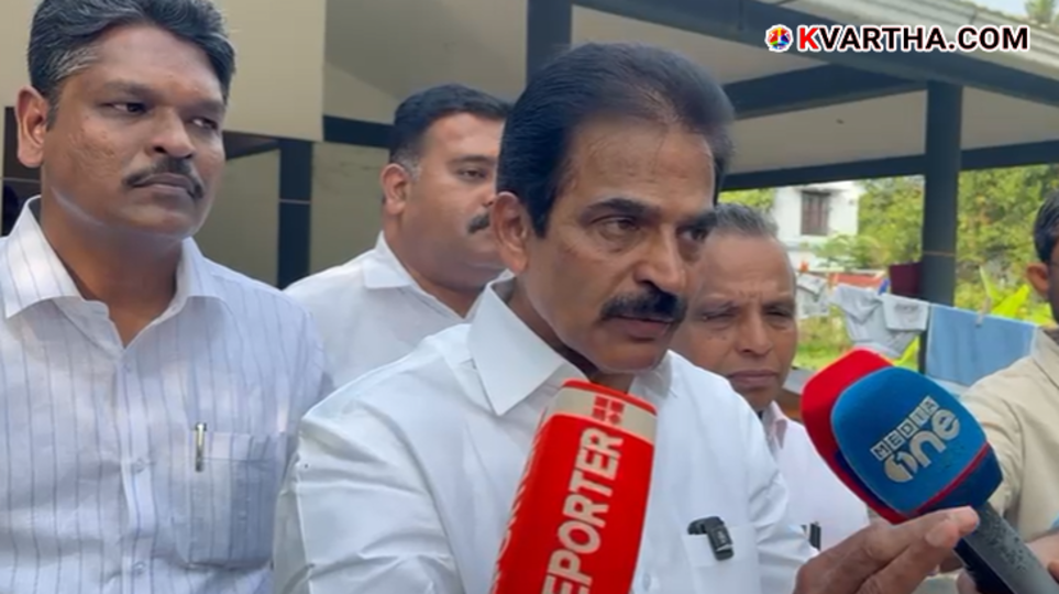 KC Venugopal speaking to the media in Alappuzha.