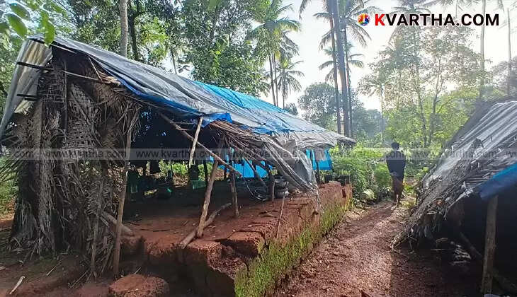  A damaged hut in Aralam Farm rehabilitation zone after an elephant attack.