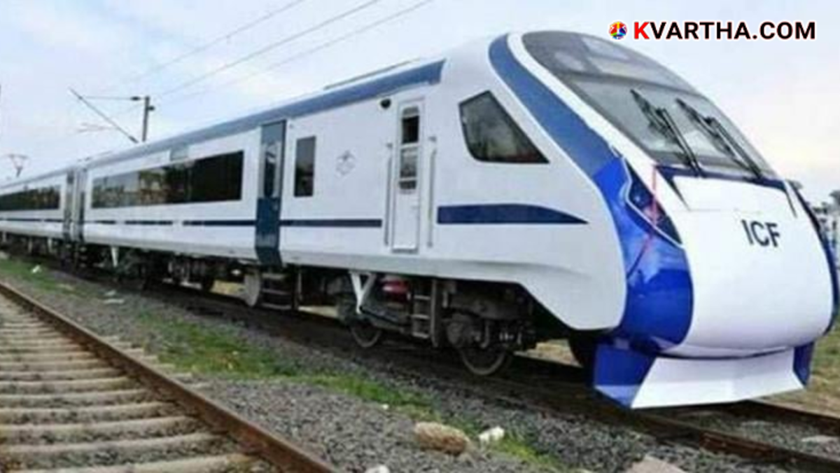 Close up of a shattered double-pane window of a Vande Bharat train