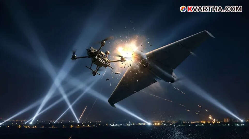 Representational image of Ukrainian soldiers using low-cost interceptor drones to destroy Shahed drones