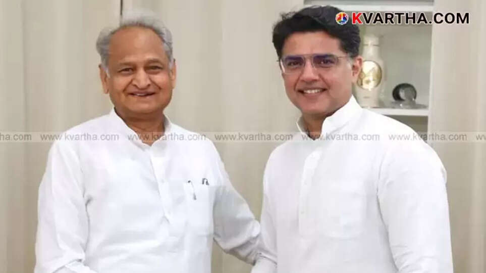 Ashok Gehlot and Sachin Pilot during their meeting in Jaipur.