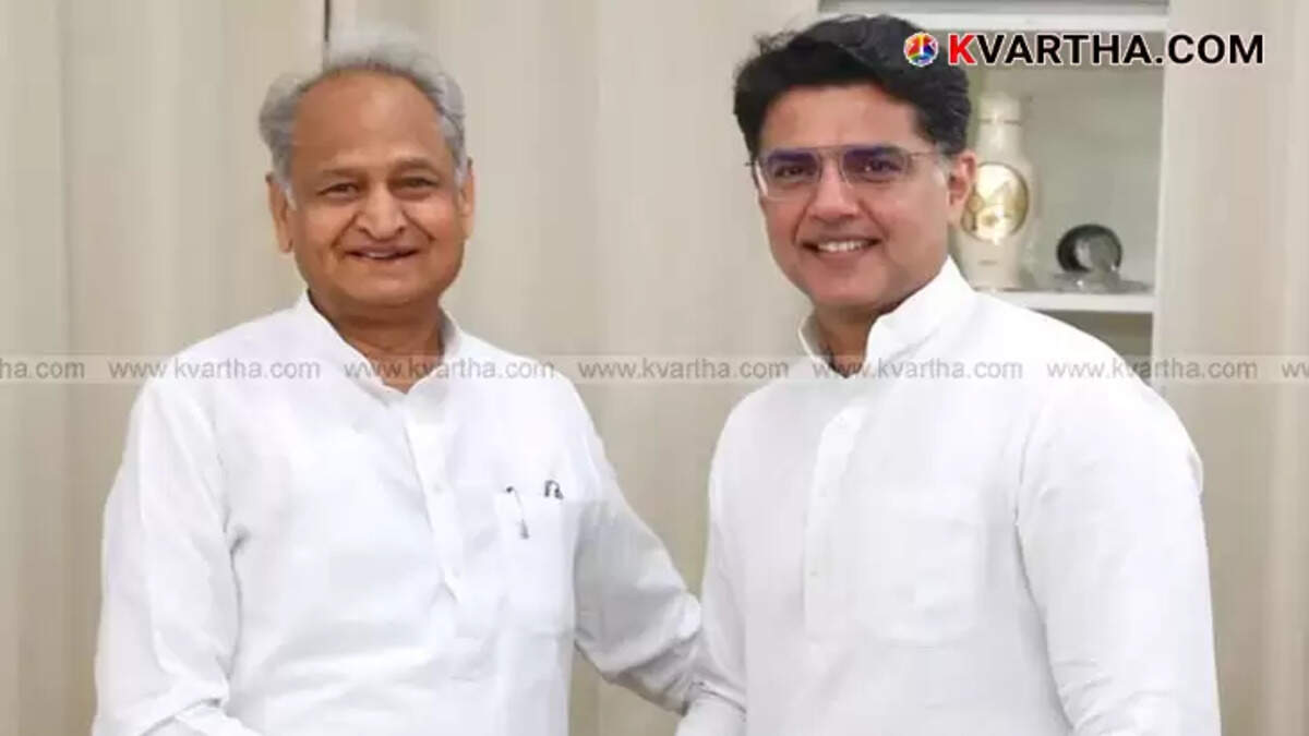 Ashok Gehlot and Sachin Pilot during their meeting in Jaipur.