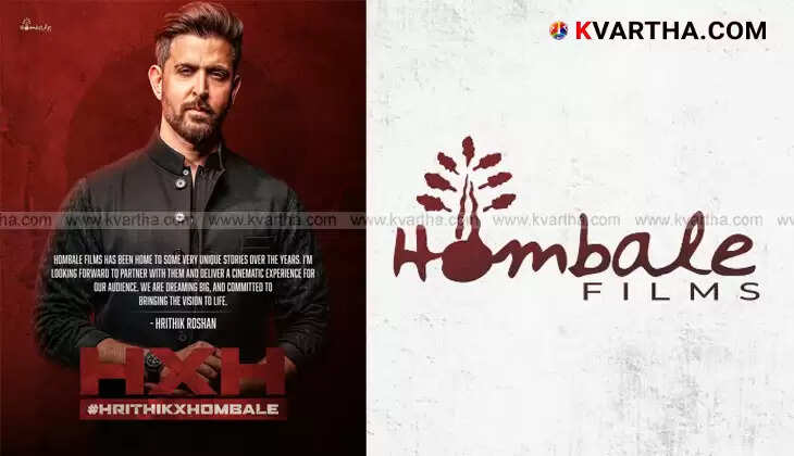 Hombale Films logo next to a picture of Hrithik Roshan, symbolizing their collaboration.