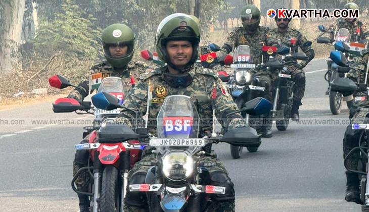 BSF Director General flagging off the motorcycle rally in Jammu.