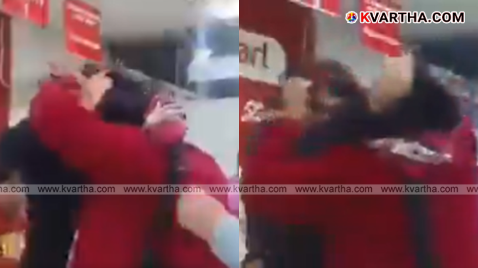 A still from the viral video showing women fighting inside a mall in Sonbhadra.