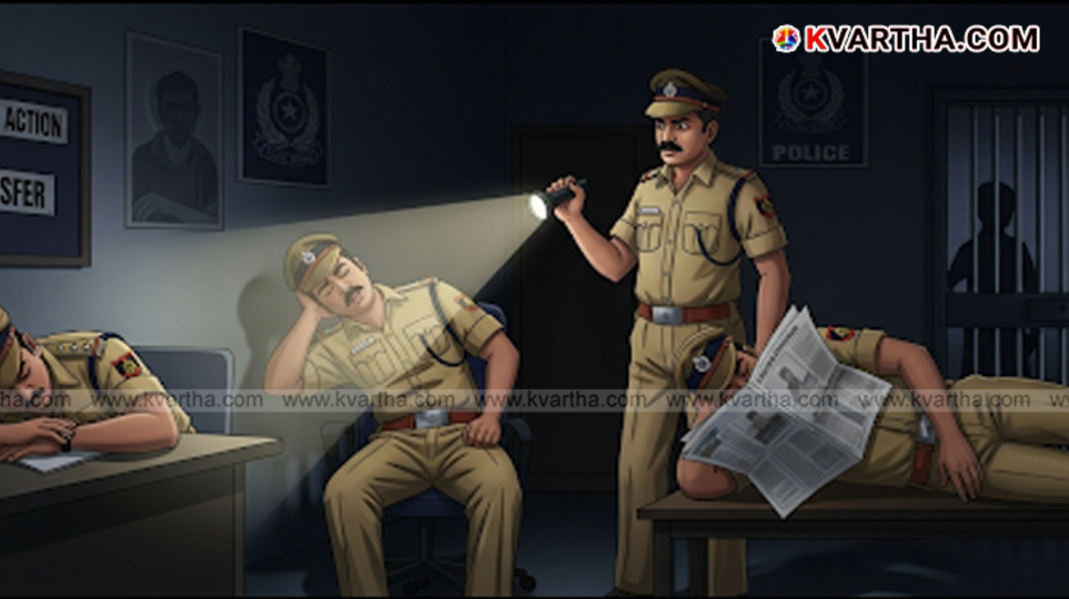 A symbolic image of a police officer sleeping.