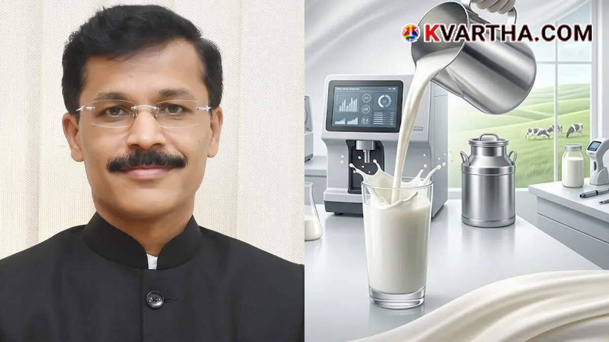 Representational image of adulterated synthetic milk and photo of Tukaram Mundhe 