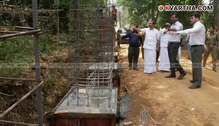 MLA and Collector visiting Aralam elephant wall construction site