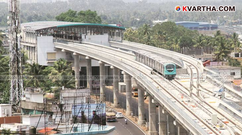Kochi Metro Phase 2 construction site showing a pier cap.