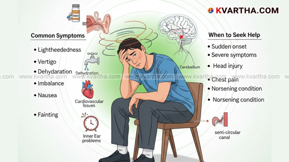 A person feeling dizzy, holding their head.