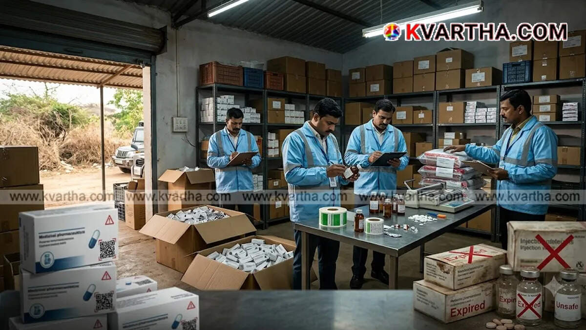 Representational image of counterfeit medicines and pharmaceutical raid