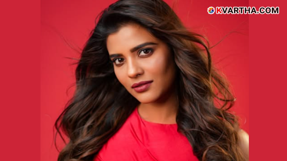 Actress Aishwarya Rajesh speaking at an event.