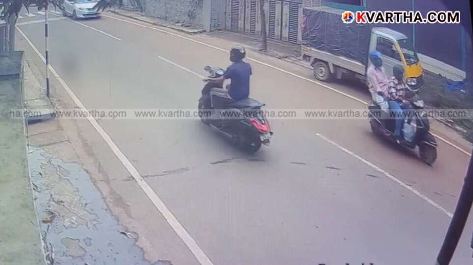 CCTV footage of a person on a scooter, suspected of chain snatching in Kannur.