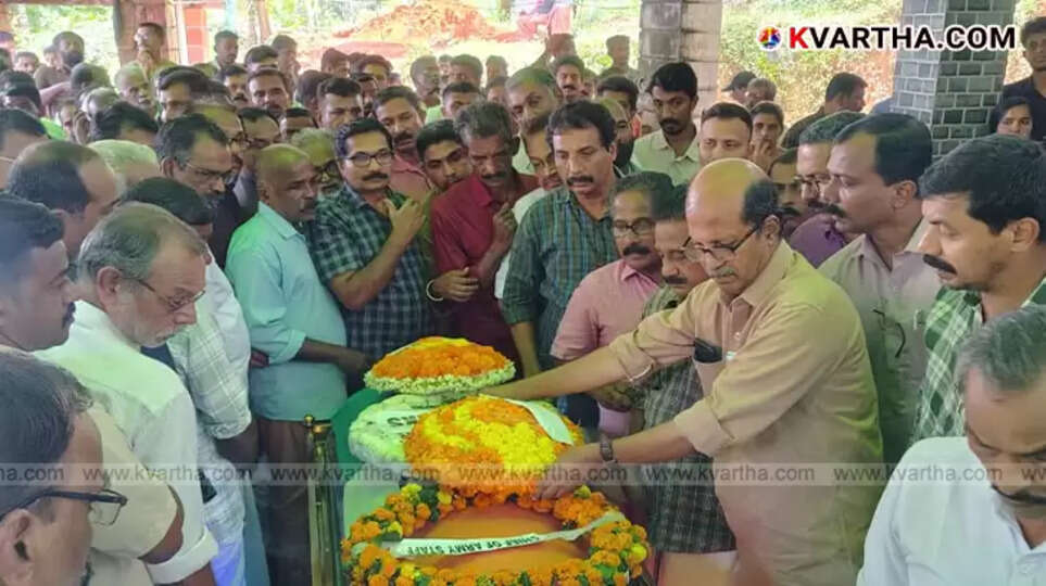A portrait of Havildar Arun Ramakrishnan, the Indian Army soldier from Vellarikkund who passed away.