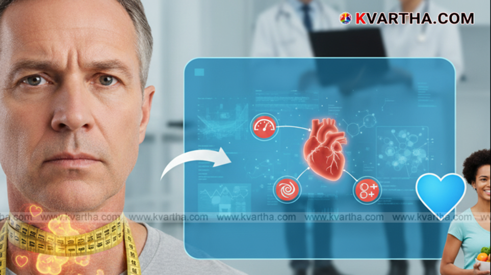 A person measuring their neck circumference, symbolizing a new method for heart health assessment.