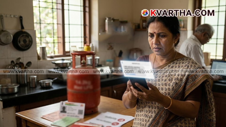 A person checking a notification on their smartphone regarding LPG subsidy.