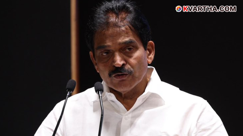 K.C. Venugopal addressing the media in Kannur.