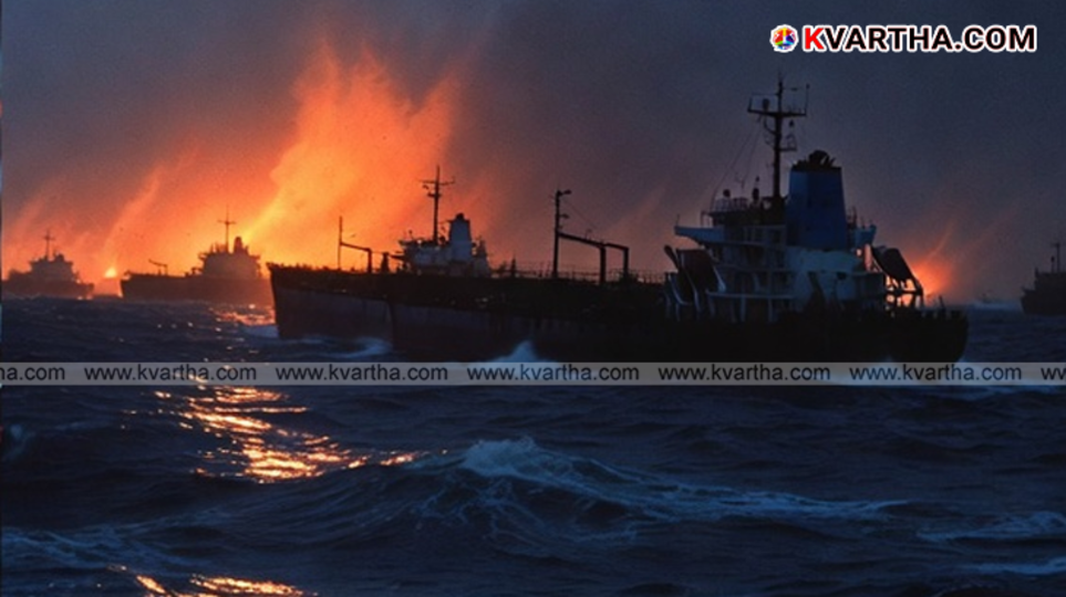 Graphic showing crashing markets and oil rigs in the context of the 2026 Middle East conflict.