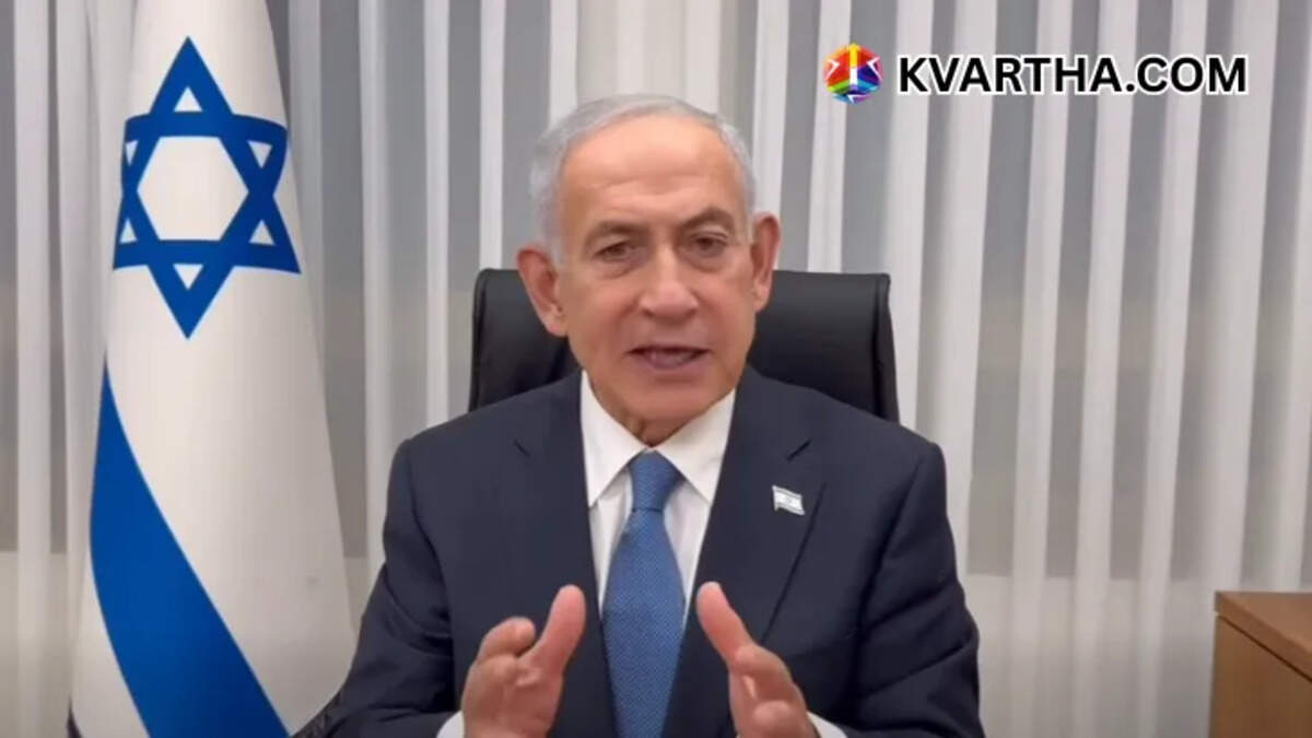 Israeli PM Benjamin Netanyahu giving speech on Iran conflict