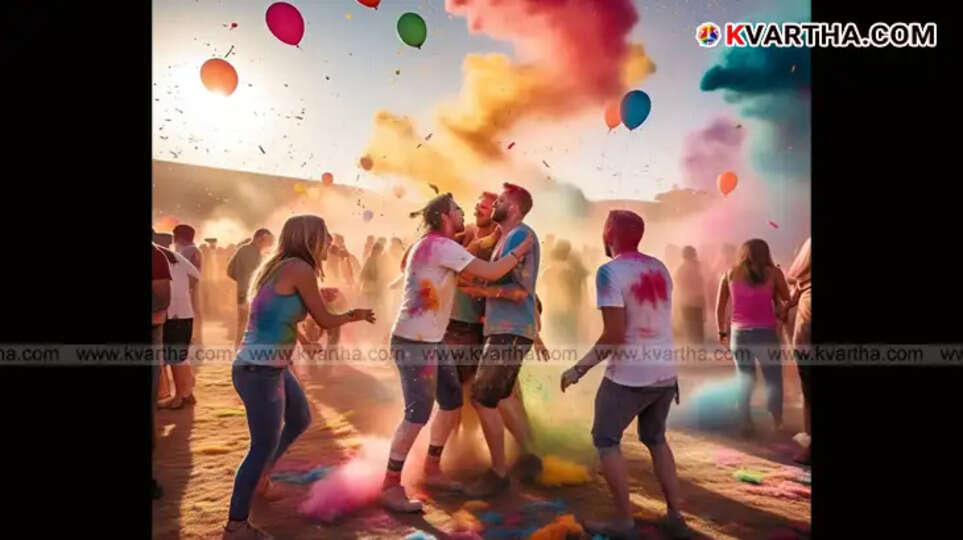 Holi festival celebration with colors in India