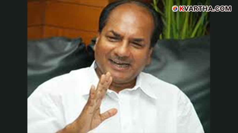 Former Kerala Chief Minister A K Antony speaking at a press conference.