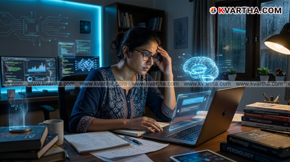 Graphic representation of AI impacting human cognitive thinking.