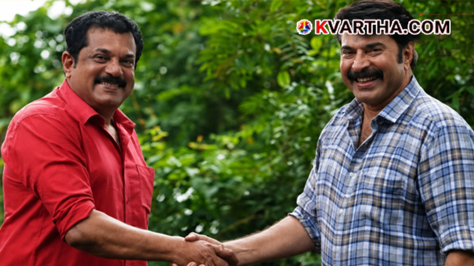 Malayalam actors Mammootty and Mukesh.