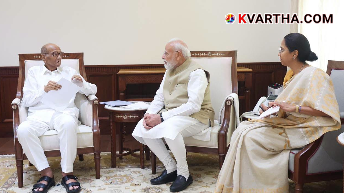 Conceptual image of Sharad Pawar and Supriya Sule meeting PM Narendra Modi