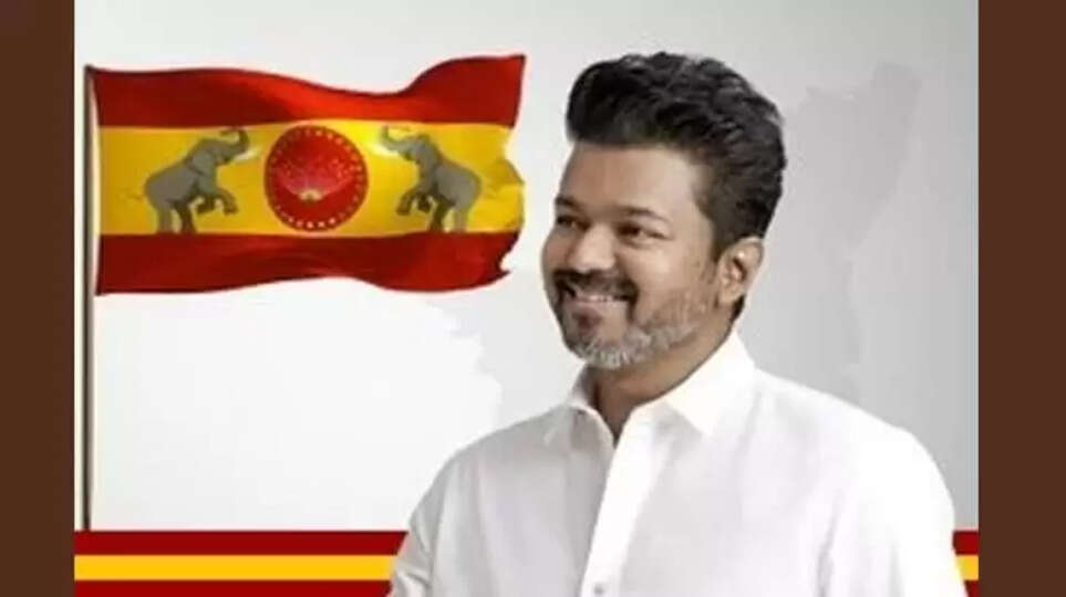 Vijay Launches TVK Party Flag, Critics Compare It To Spanish Flag And Fevicol Ad,&nbsp;TVK, Tamil Nadu, flag.