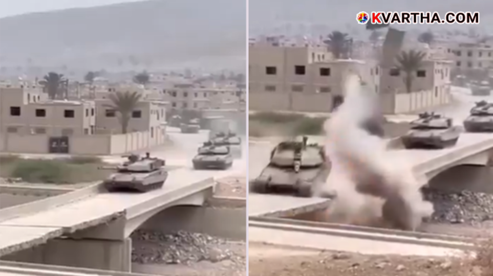A symbolic scene of the Rizwan Force attacking Israeli tanks and the destroyed tanks.