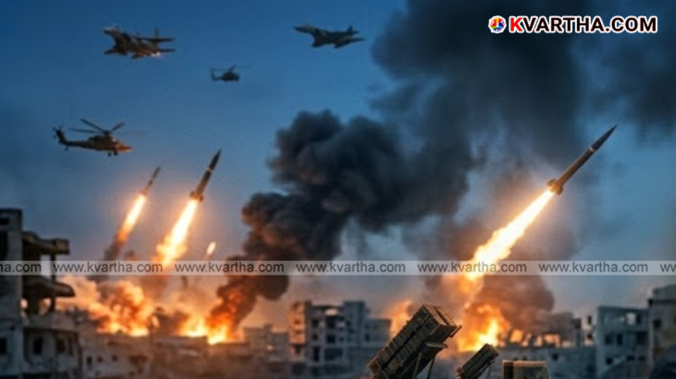 Fire and smoke rising from fuel storage tanks at Kuwait International Airport after a drone strike in 2026.