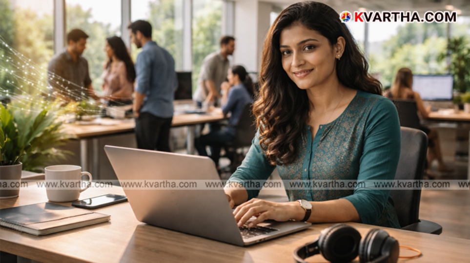 Professionals working in a modern office environment in Kerala, representing growth in the service sector.