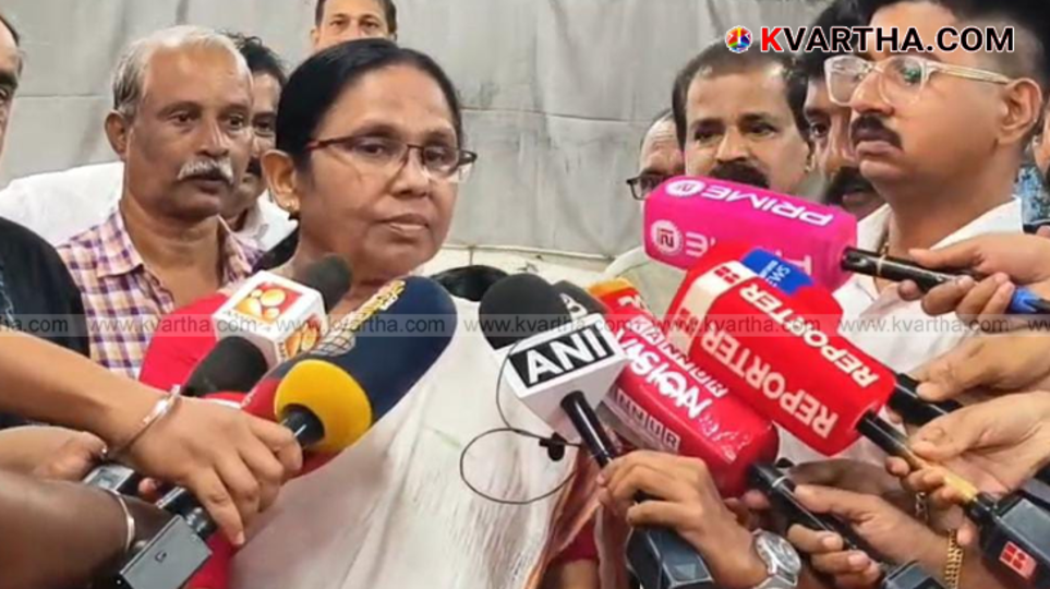 KK Shailaja MLA speaking to the media in Kannur.