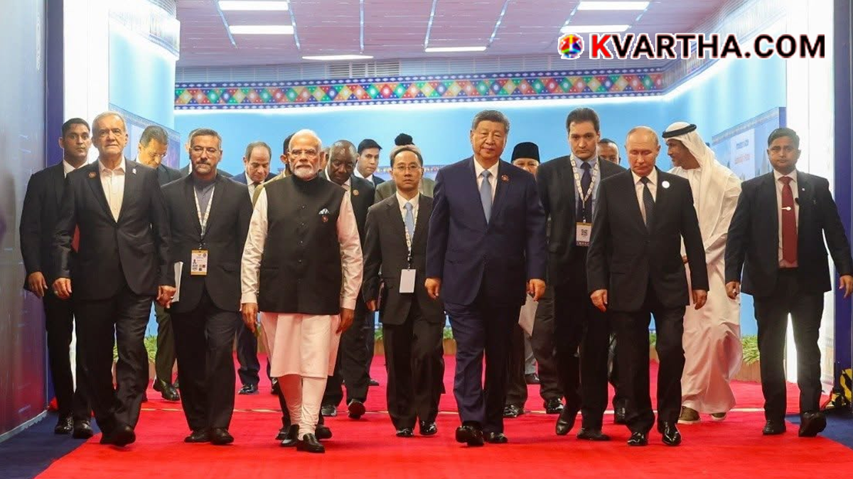 Image reflecting PM Narendra Modi and BRICS leaders visiting Bharat Innovates Exhibition