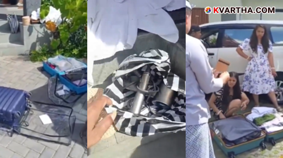 A scene of hotel staff checking tourists' bags at a resort in Bali.&nbsp;