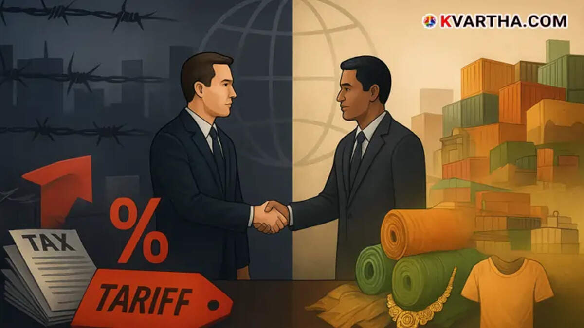 A photo illustrating India-US trade relations and economic challenges.