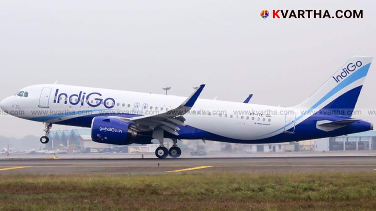 An Indigo Airlines flight landing at Thiruvananthapuram airport.