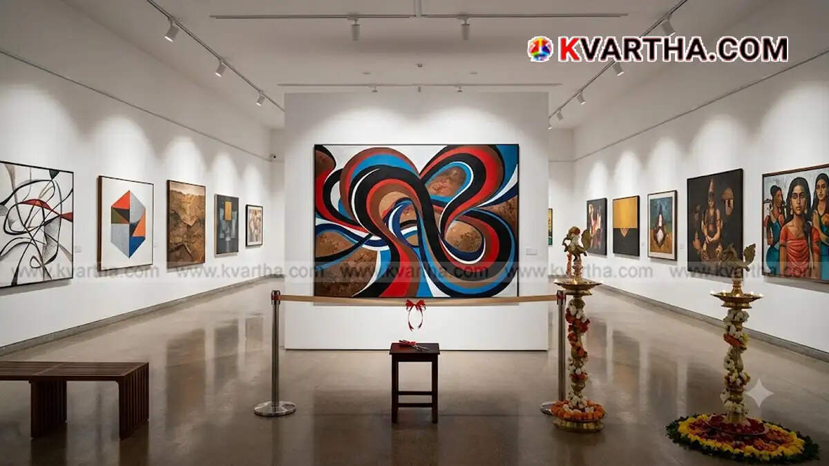 Image reflecting contemporary art exhibition at Gallery Ekami Kannur