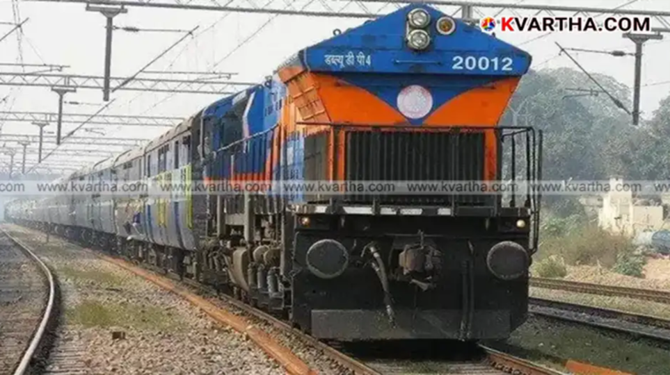 A view of an Indian Railways special train engine and coaches at a station in Kerala during March 2026.